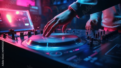 Vivid night club background with DJ