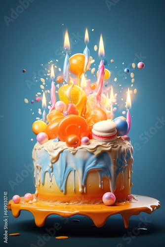 Birthday cake with balloons