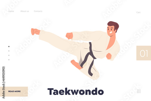 Taekwondo landing page for online service offering combat sport martial art training classes