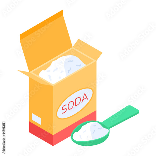 Baking soda isometric icon design 