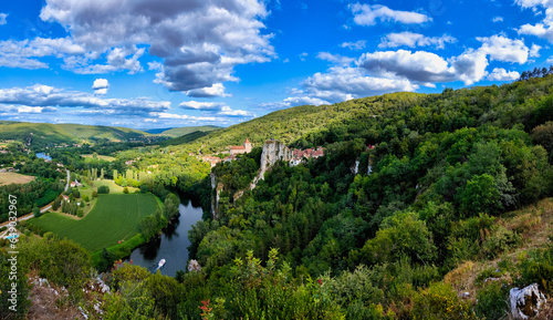 From Bouzies to Saint-Cirq-Lapopie towpath route. Occitania, France photo