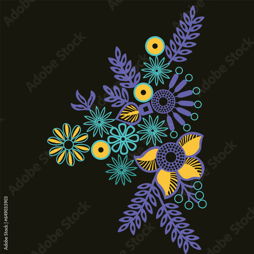 A colorful bouquet of flowers against a dark background