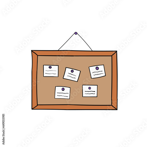 A hand-drawn bulletin board on a white background.