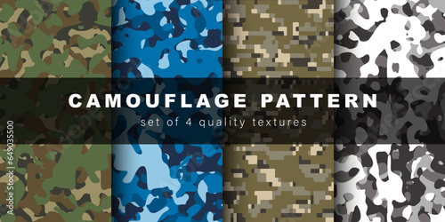 Camouflage pattern background set. Military abstract camouflage backgrounds
