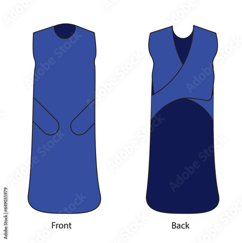 Front and back illustration of a x ray lead apron 