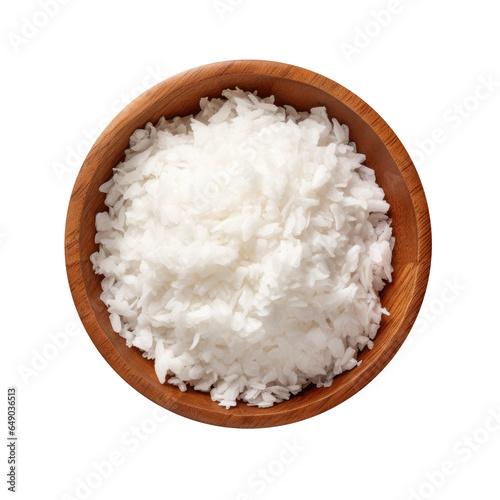 A Bowl of Coconut Flakes Isolated on a Transparent Background