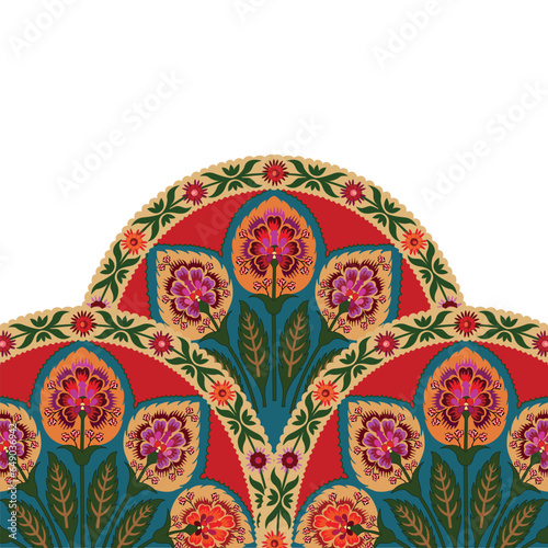 Photo of a beautifully carved floral headboard for a luxurious bedroom. A decorative headboard with flowers and leaves on it