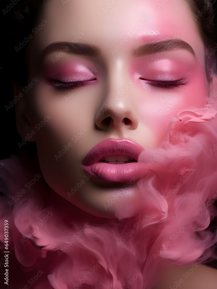 portrait of a woman with pink makeup portrait of a woman with pink makeup