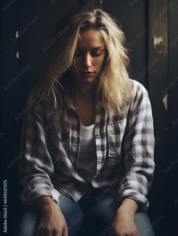 Young woman in depression. Concept image Young woman in depression. Concept image