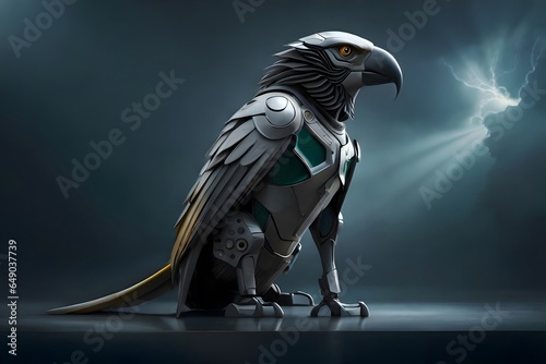 Robot Eagle,  biomechanical cyborg animal, robotic, futuristic technology, generative AI