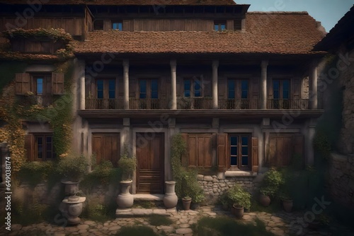 An ancient old house with the marks of ages - AI Generative