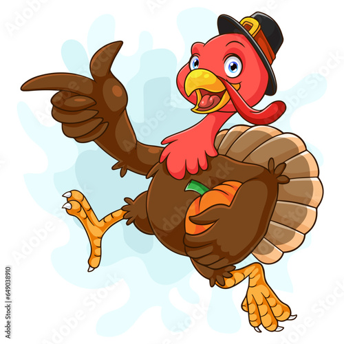Cartoon happy turkey isolated on white background