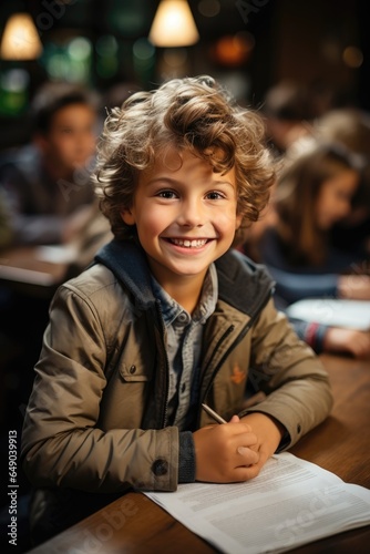 Young cute boy smiling stud...