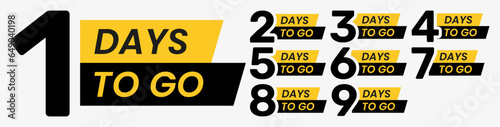 Number 1, 2, 3, 4 5 6 7 8 9 10 days left to go Banner badges in vector format for landing page, countdown