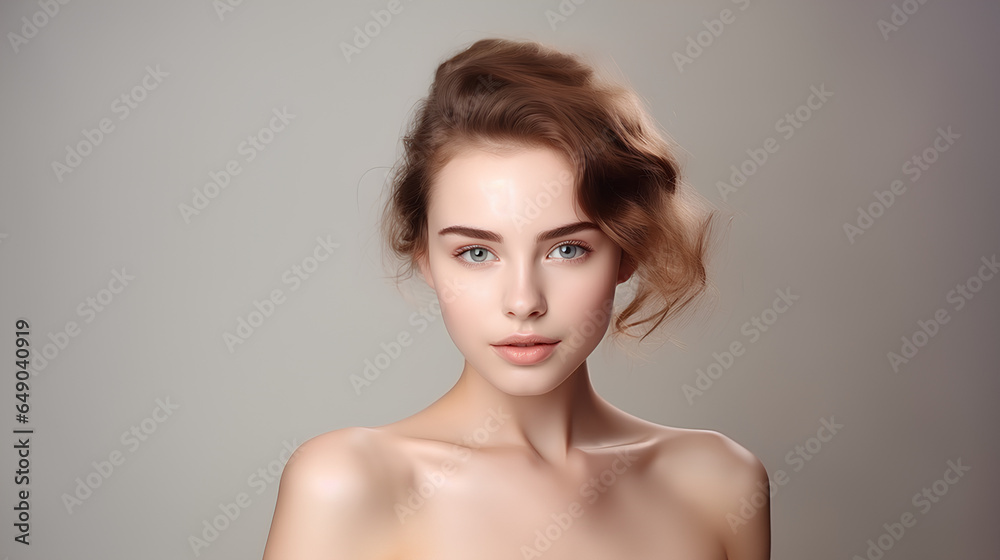 An isolated studio portrait of a beautiful young woman, highlighting her perfect, fresh, and clean skin. This image embodies the concepts of youth, beauty, and skincare. An isolated studio portrait of a beautiful young woman, highlighting her perfect, fresh, and clean skin. This image embodies the concepts of youth, beauty, and skincare.