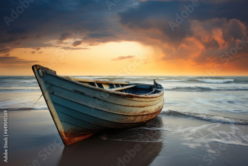 Embracing Nature's Fury: Wooden Boat in a Storm