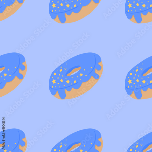 Seamless pattern with glazed donuts