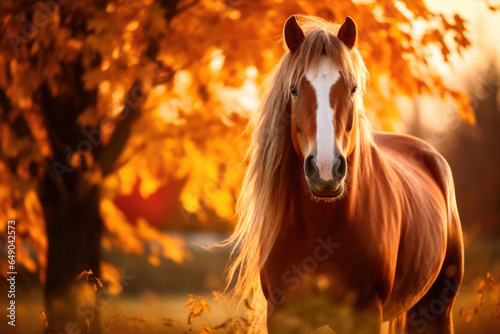 Golden Season's Horse: A Fall Equestrian Scene