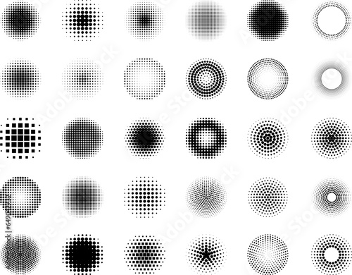 Pop art shadows. Geometric stylized dots textures for comic halftones backgrounds recent vector pictures set