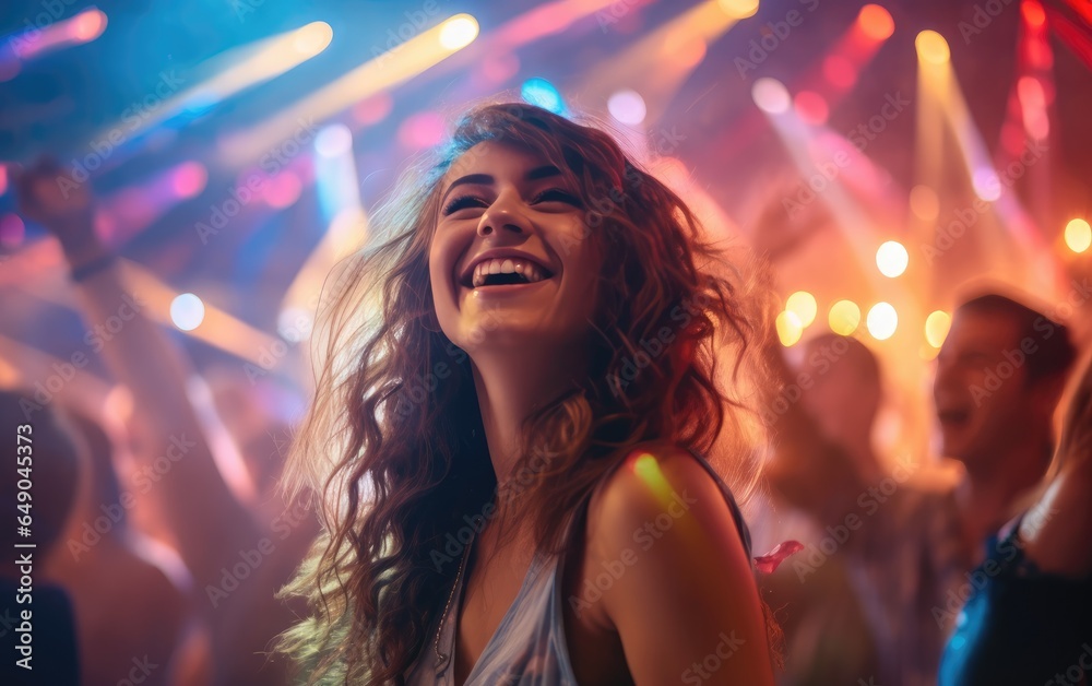 A delighted teenager at a vibrant music festival. Generative AI A delighted teenager at a vibrant music festival. Generative AI