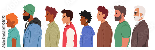 Men In Profile View Exhibit Distinctive Silhouettes, Showcasing Their Unique Physique, Facial Features, And Posture