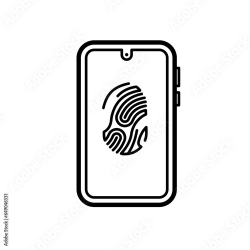 phone with fingerprint, unlocking - vector icon