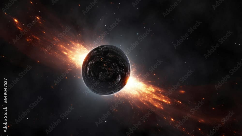 Black hole planet with galaxy panorama, abstract cosmic space background, artistic 3D galaxy Black hole planet with galaxy panorama, abstract cosmic space background, artistic 3D galaxy