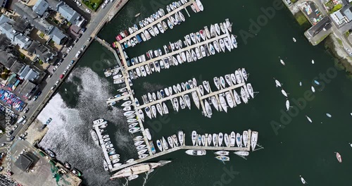 Top view of yachts and ships in the picturesque town of Kinsale 4k photo