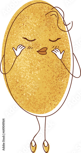 An image portraying a bashful potato character exuding shyness and timidity.