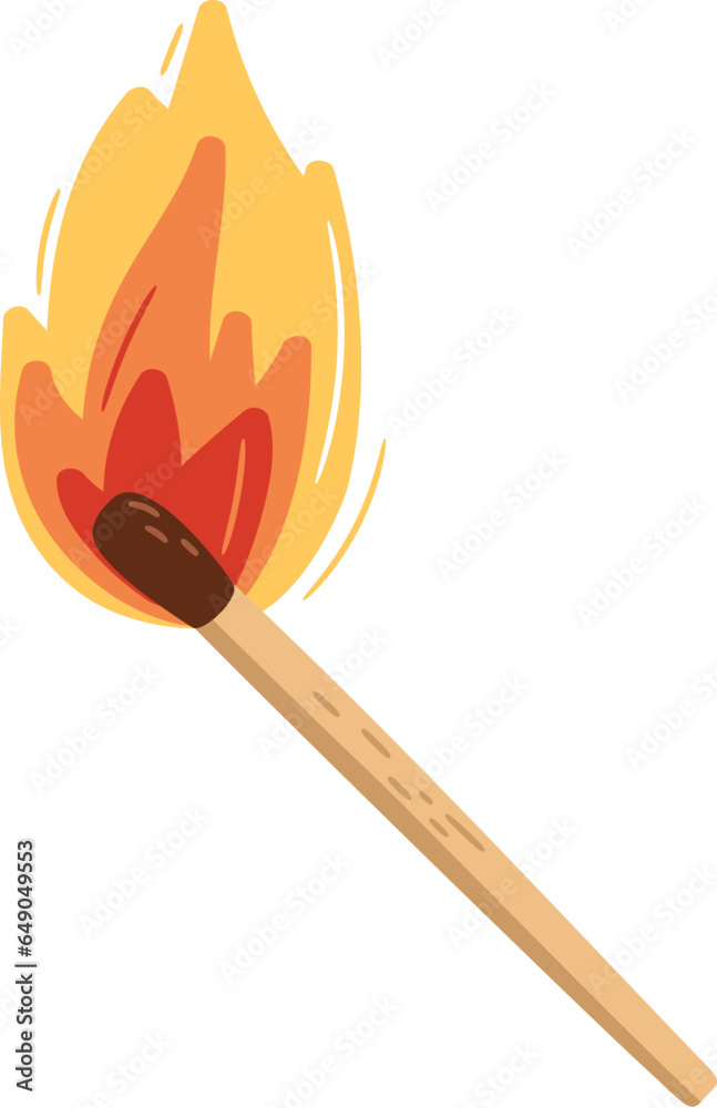 Burning matchstick. Match stick with fire vector illustration Burning matchstick. Match stick with fire vector illustration