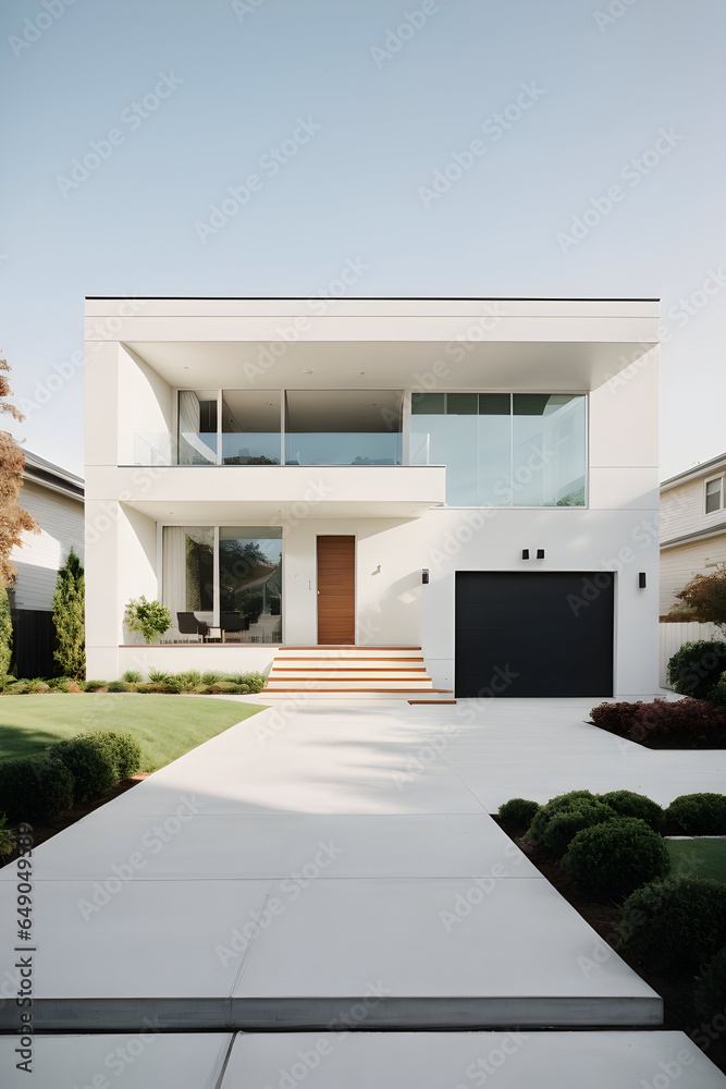 A sleek and modern suburban house Ai Generated