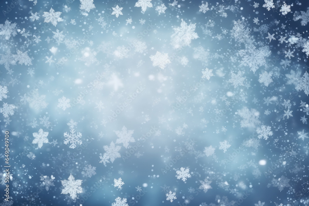 Winter pattern with snowflakes on blue background, snow, beautiful winter background picture