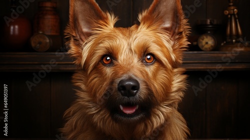 Portrait of a Norwich Terrier with its ears perked up, showing its alertness and curiosity.