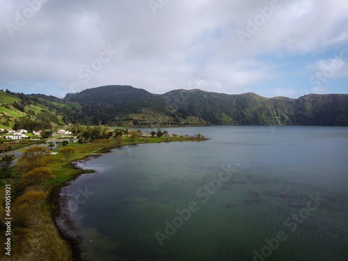 Sete Cidades caldeira view by misty morning, Sao Miguel, Azores, Portugal