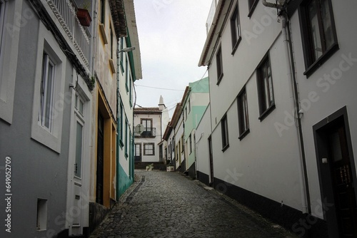 Old streets of Angra do Heroismo town view, Terceira island, Azores, Portugal
