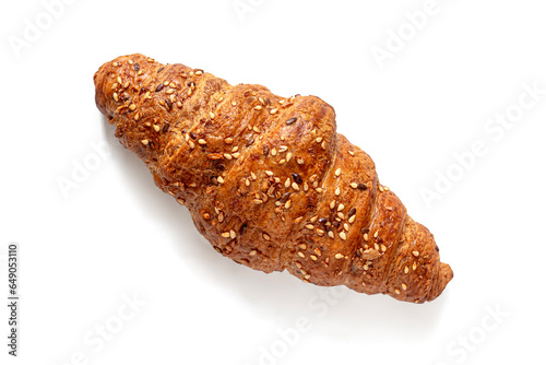 Golden-crusted croissant with sesame seeds