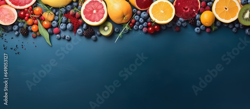 Abundant fruit collection rich in fiber antioxidants and vitamins Health boosting concept with copyspace for text