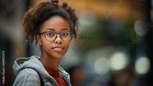 The wideeyed interest of a high school student zealously researching antidiscrimination laws for her social science project. Her youthful ambition serves as a symbol of the future struggle photo