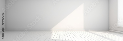 An empty white interior space for display background