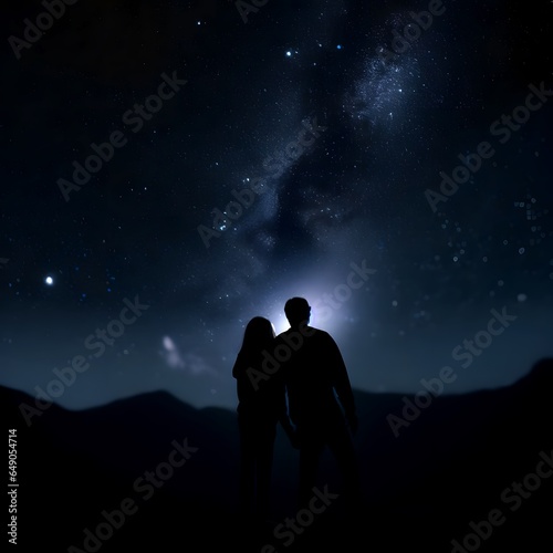 silhouette of a couple in the night