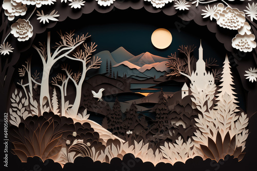 Paper art style Russian landscape, AI generated
