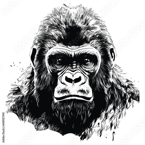 Hand Drawn Sketch Gorilla Illustration
 photo