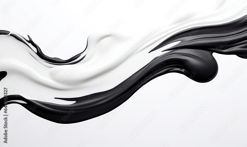 Black and white acrylic paint isolated on a white background.