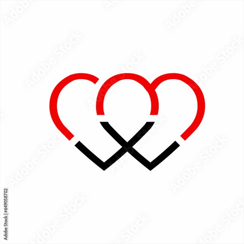 Two hearts logo design with cloud concept with the letter W.