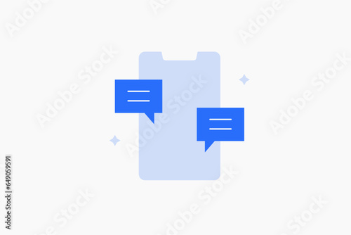 Geometric texting illustration in flat style design. Vector illustration. Duotone blue icon.