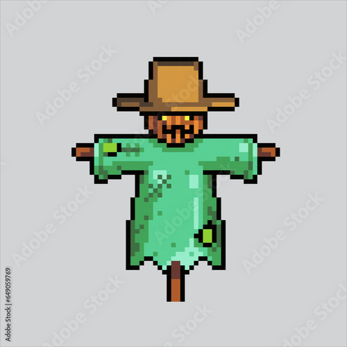 Pixel art illustration Scarecrow. Pixelated Scarecrow. Creepy Scarecrow Farm icon pixelated for the pixel art game and icon for website and video game. old school retro.