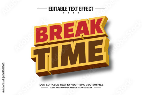 Break time 3D editable text effect template