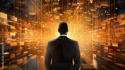 A businessman in the realm of data management