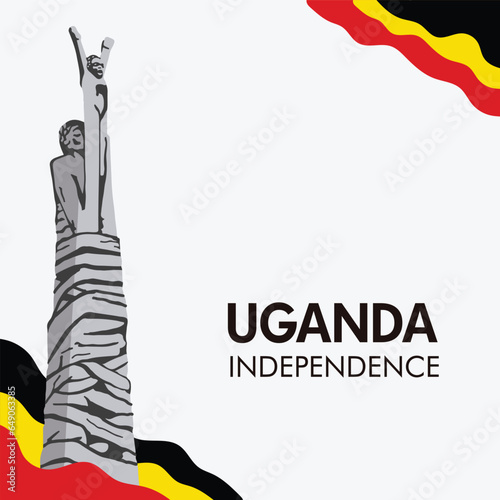 VECTORS. Editable banner for Uganda Independence day and patriotic events. Independence monument, white background