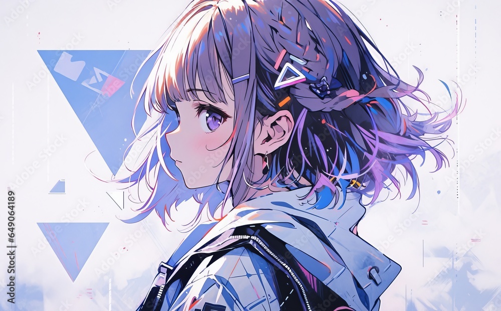 Fototapeta premium アニメ風の女の子イラスト,Generative AI AI画像